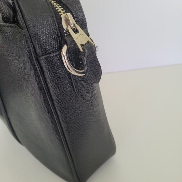 COACH Crossgrain Leather Briefcase Laptop Bag Black Unisex Large Zip 15x11x3 - Picture 10 of 15